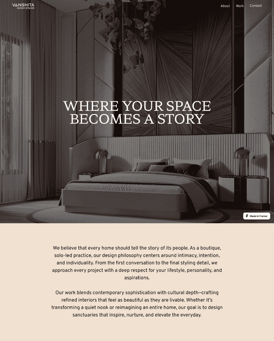 Screenshot or preview of Vanshita Design Studio